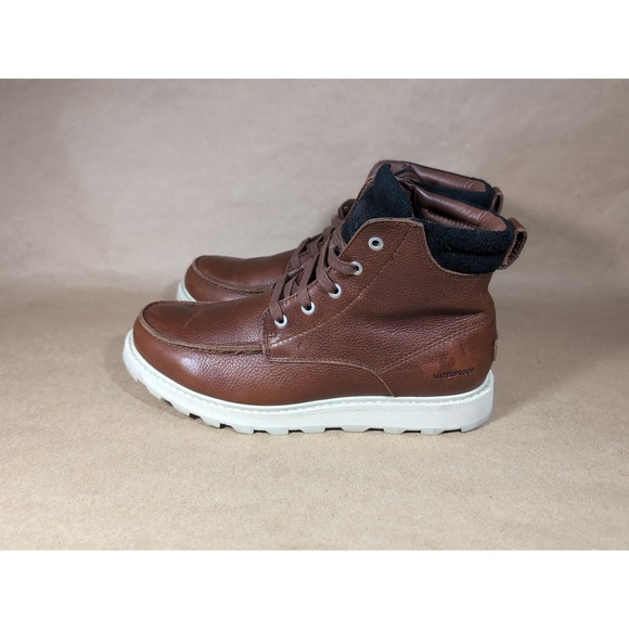 Sorel Madson II Men's 8.5 Moc Toe Ankle Boots Brown Leather Waterproof Chukka - Picture 4 of 12